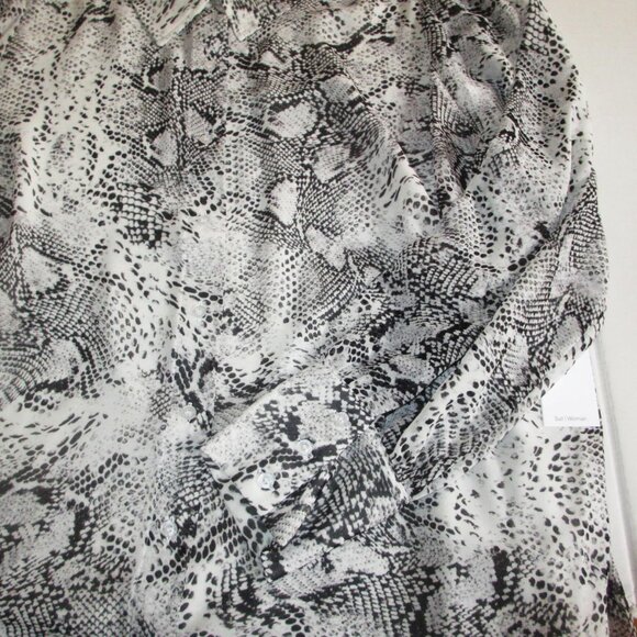 Calvin Klein Snakeskin Button Up Shirt Blouse Top Plus 1X Chiffon Lined $99 nwt - Picture 5 of 8